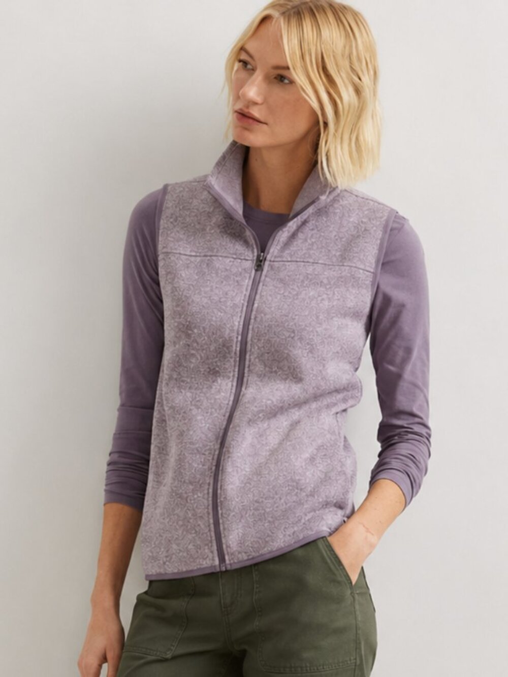 NWT Eddie Bauer Lavender Radiator Sweater Fleece Vest Full Zip Women's XS